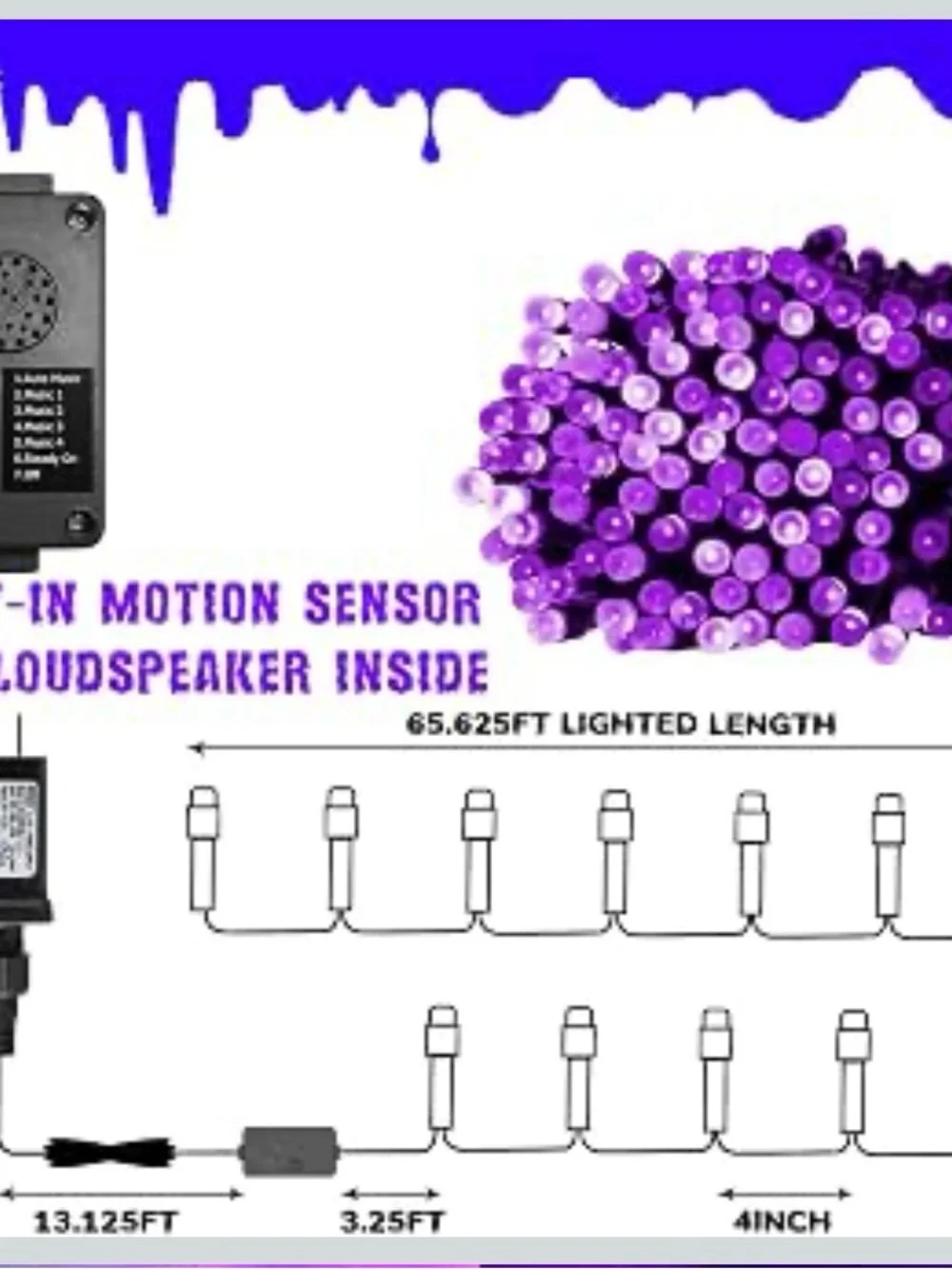 🎵 🎶Musical, Purple, LED String Lights for Home Party Decorations🎵🎶